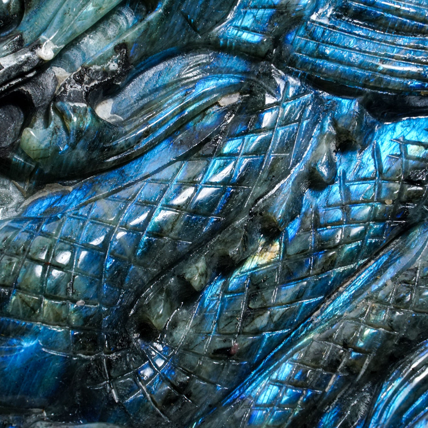 Genuine Polished Labradorite Hand Carved Dragon (1.9 lbs)