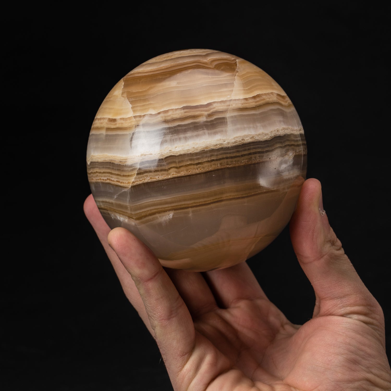 Polished Natural Banded Onyx Sphere from Mexico (1.8 lbs)