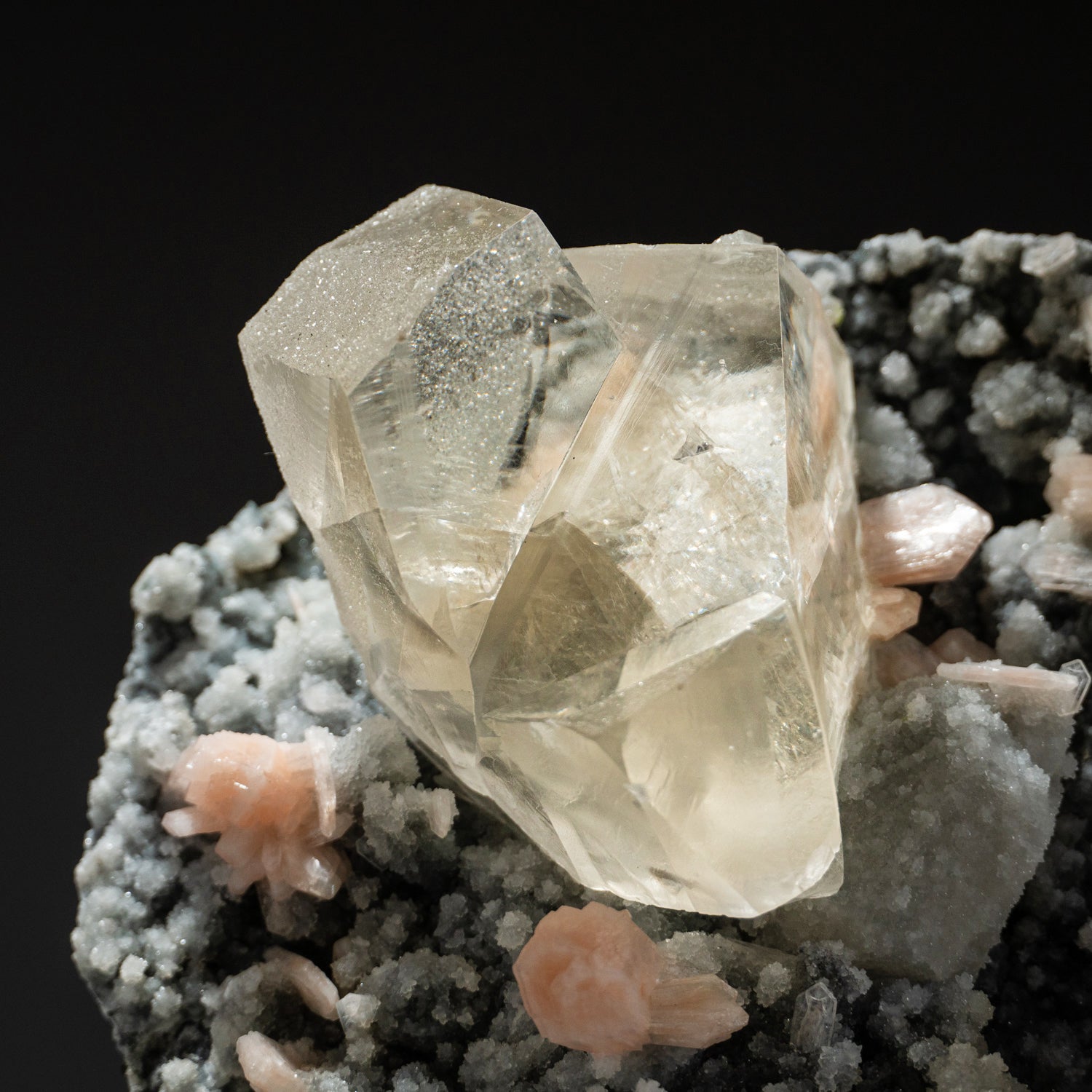 Golden Calcite with Chalcedony Stilbite Geode From Nasik District, Maharashtra, India