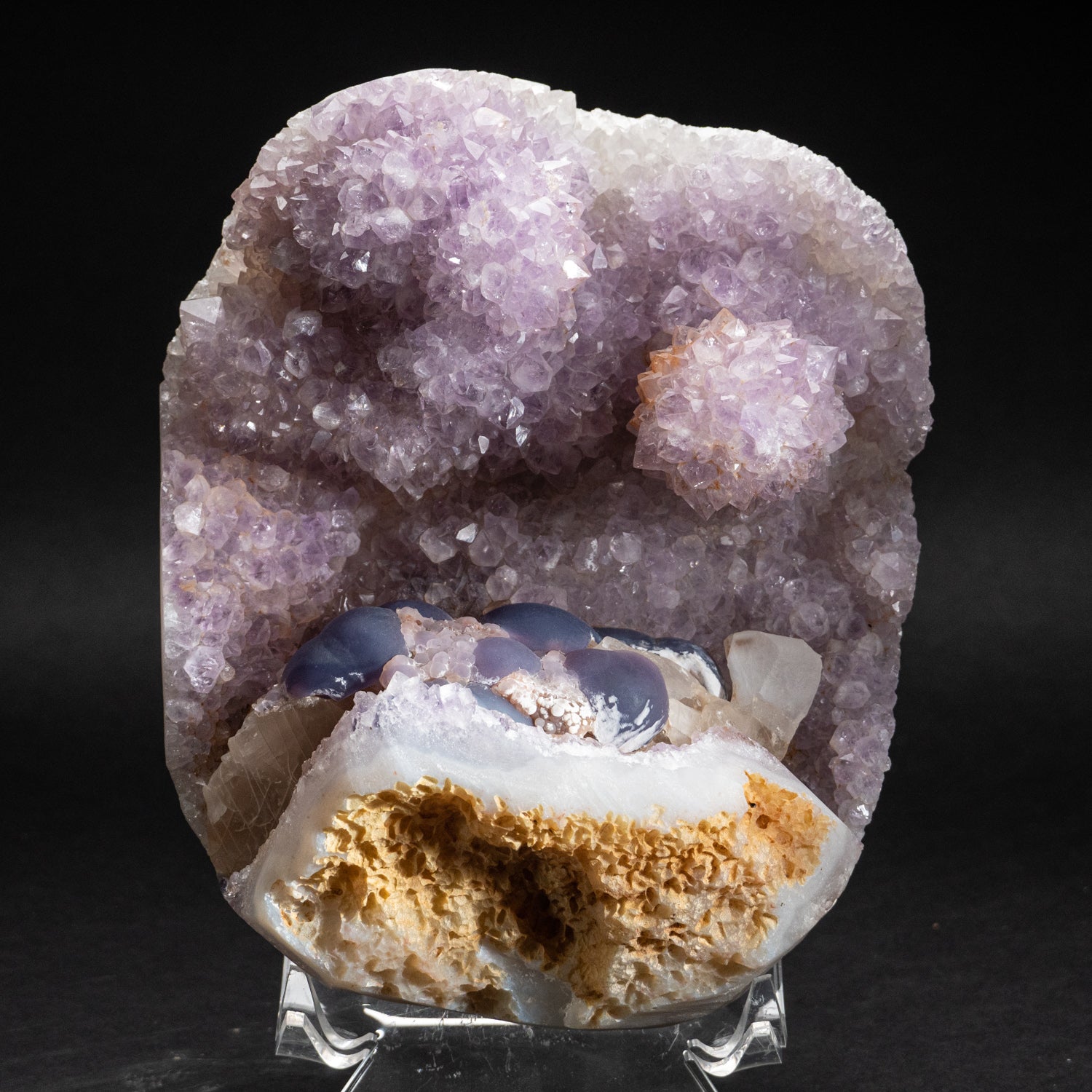 Large Amethyst Crystal Cluster with Purple Fluorite