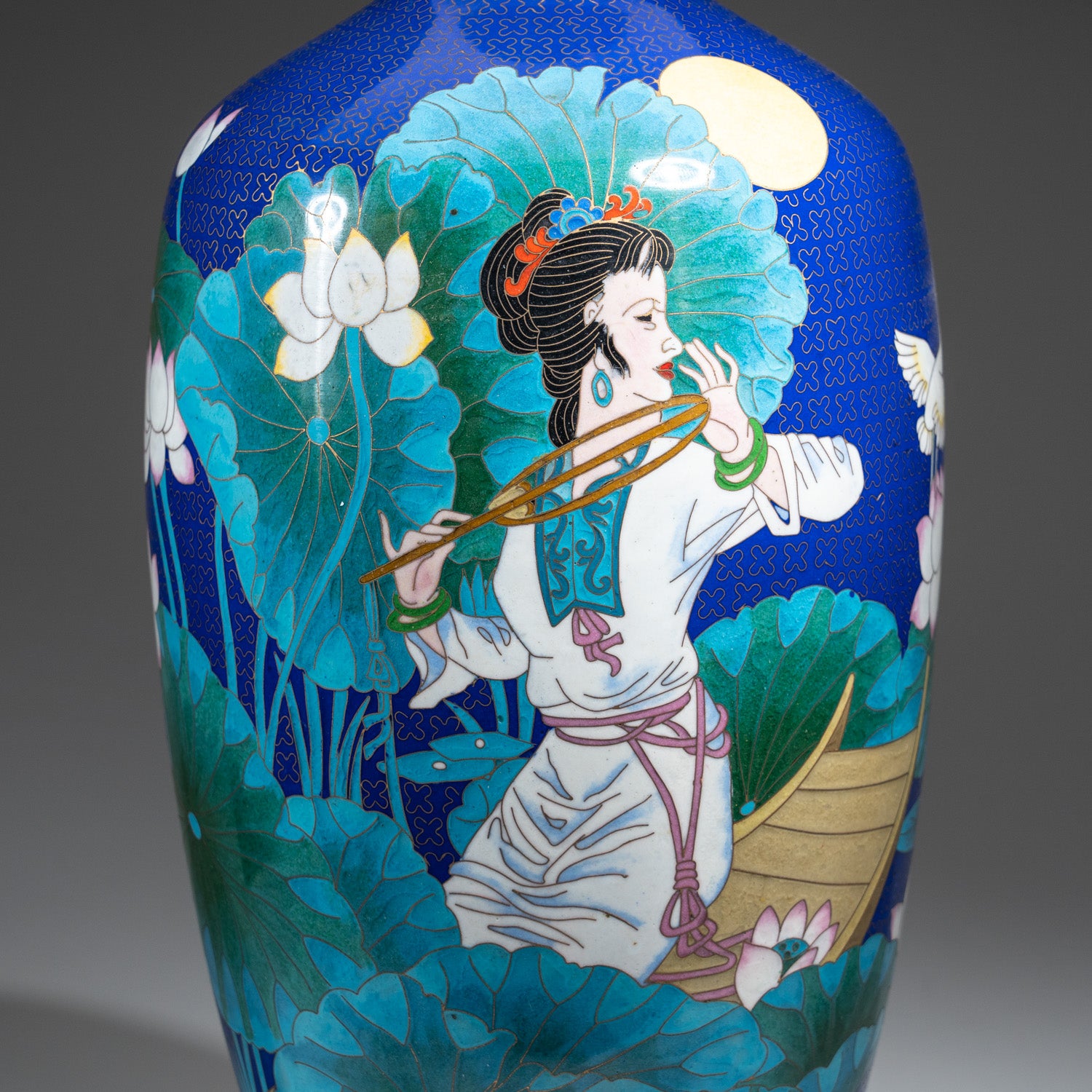 Genuine Cloisonne Vase with Custom Wooden Stand