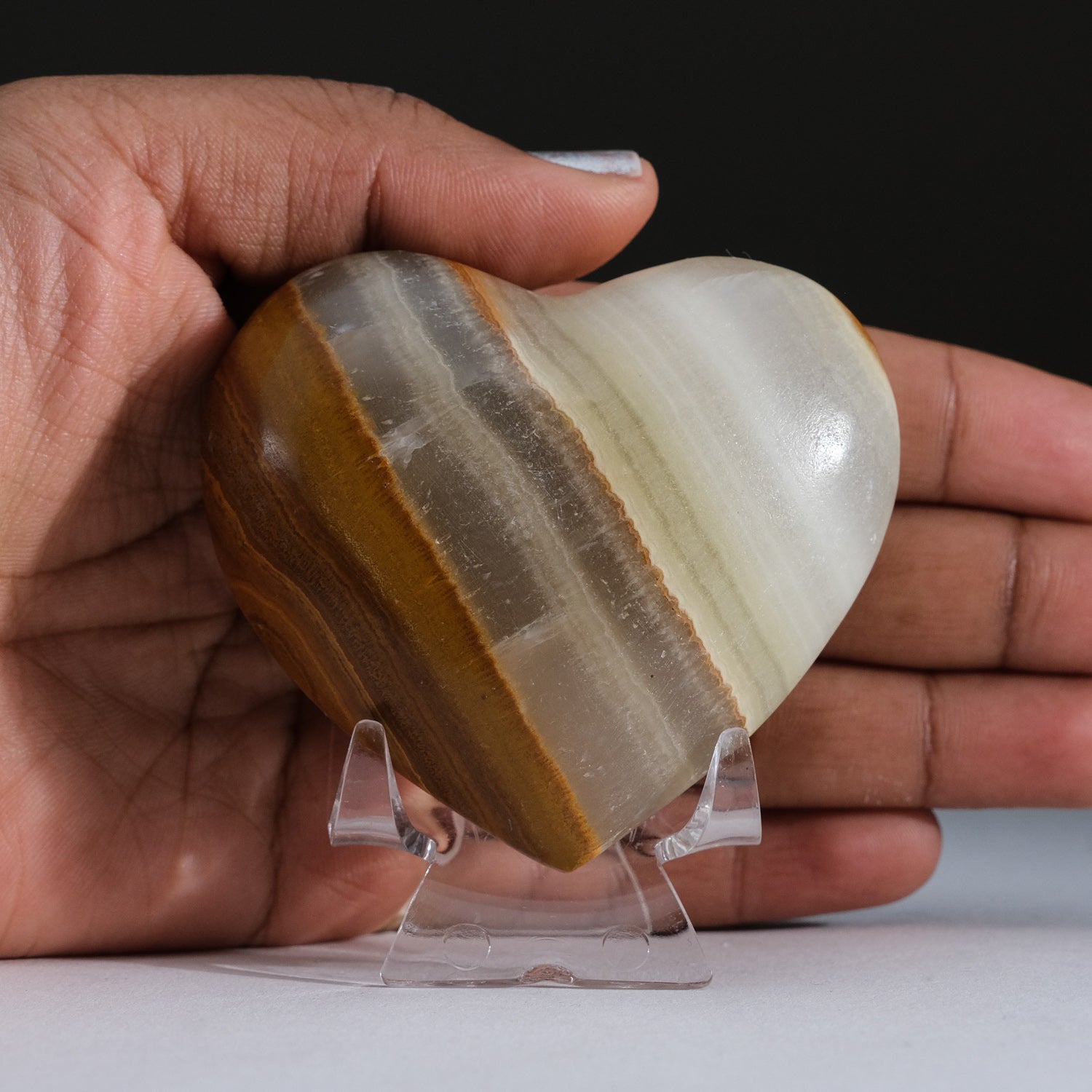 Polished Natural Banded Onyx Heart from Mexico