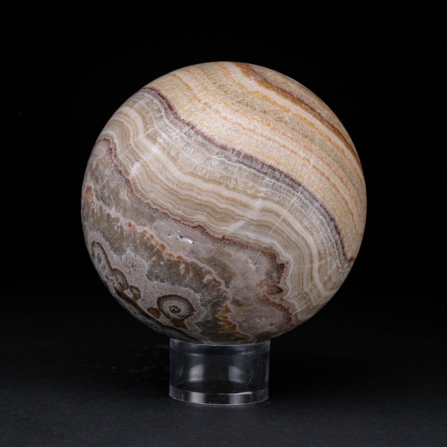 Genuine Polished Brown Banded Onyx Sphere from Mexico (3")