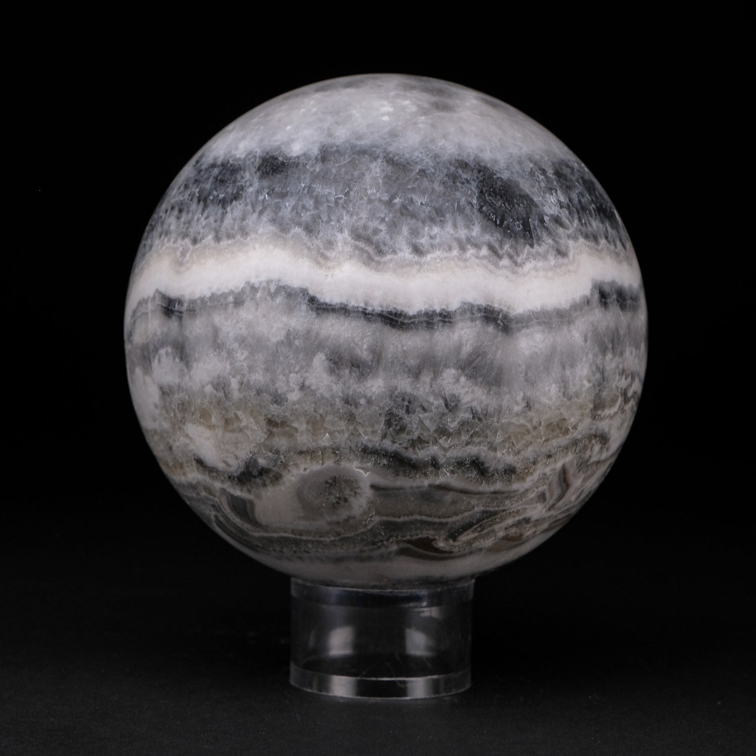 Genuine Polished Top Quality Gray Banded Onyx Sphere from Mexico (4.8 lbs)
