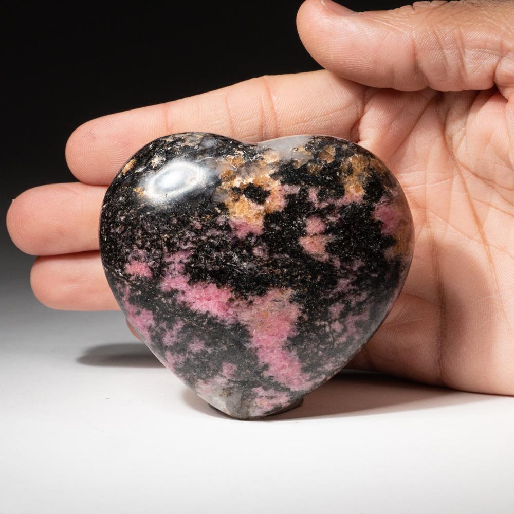 Polished Imperial Rhodonite Heart from Madagascar (300 grams)