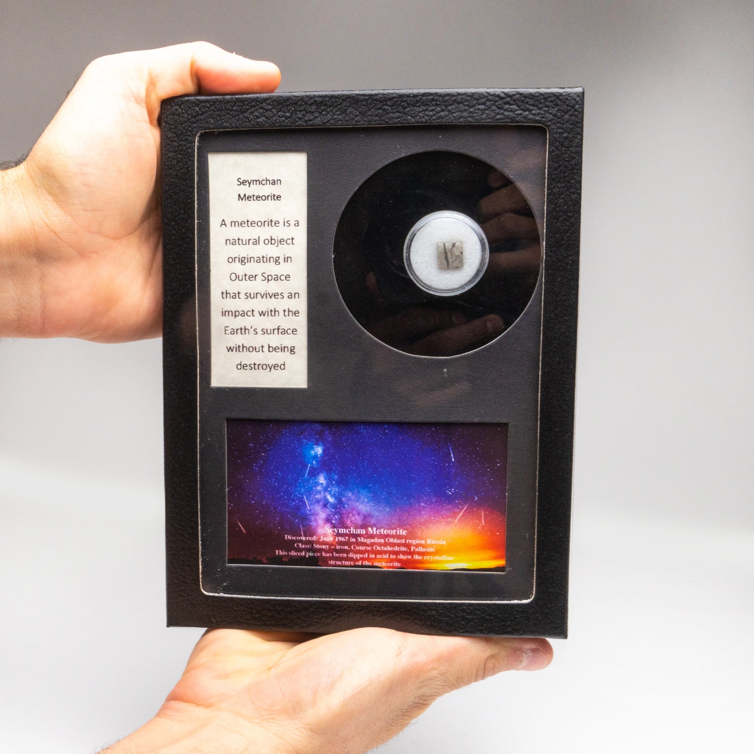 Genuine Seymchan Meteorite in Glass Display Box