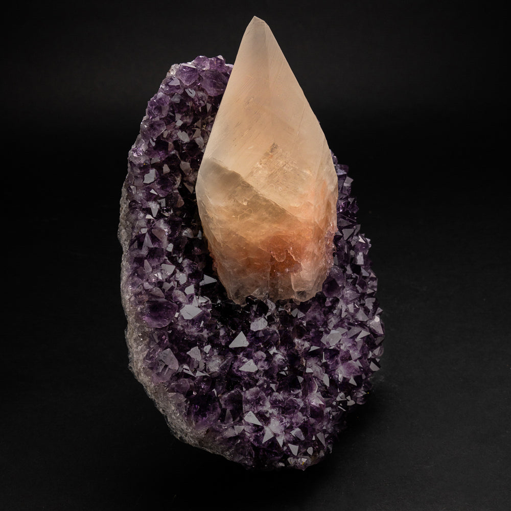 Natural Calcite Crystal on Amethyst Cluster (7.5 lbs)