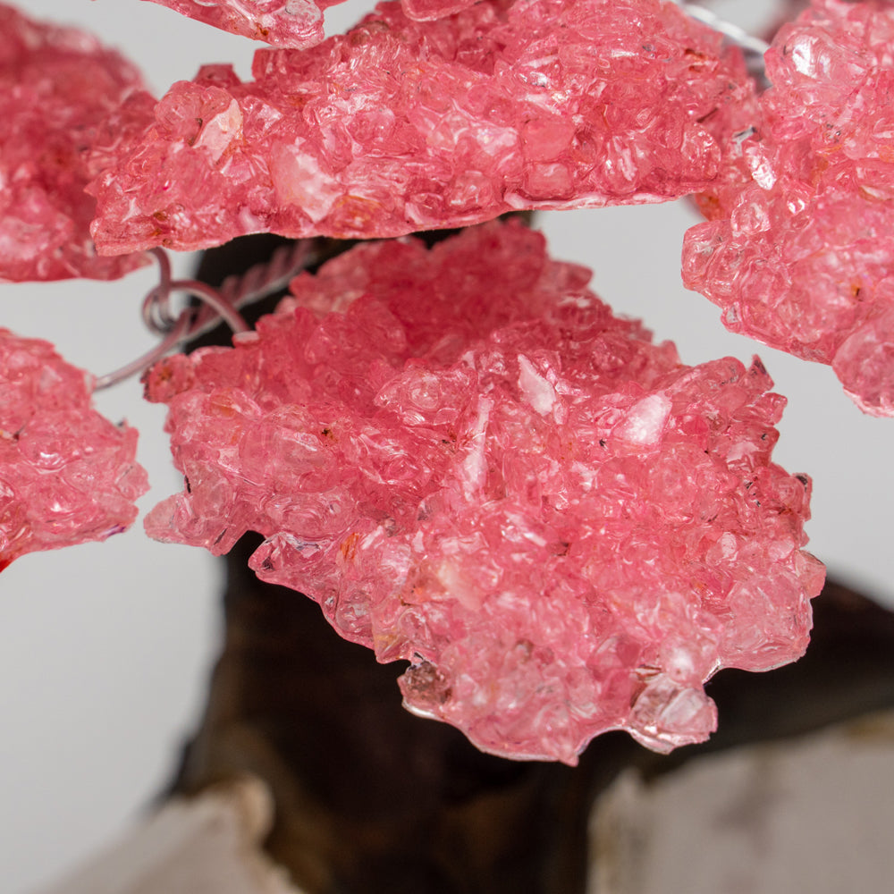 Large - Genuine Rose Quartz Clustered Gemstone Tree on a Quartz Crystal Matrix (The Tree of Light)