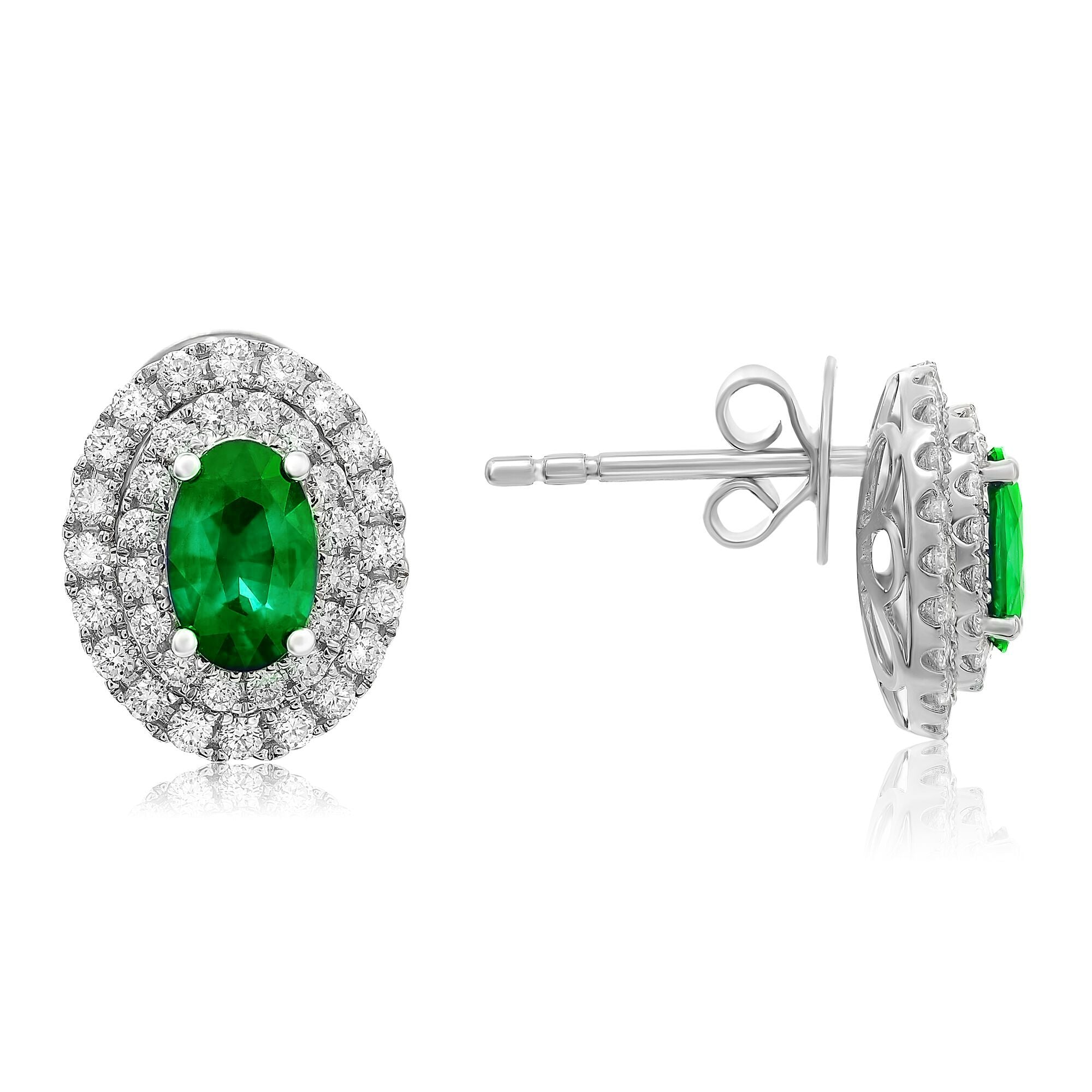 18k White Gold Emerald Earring (UE1972-10)