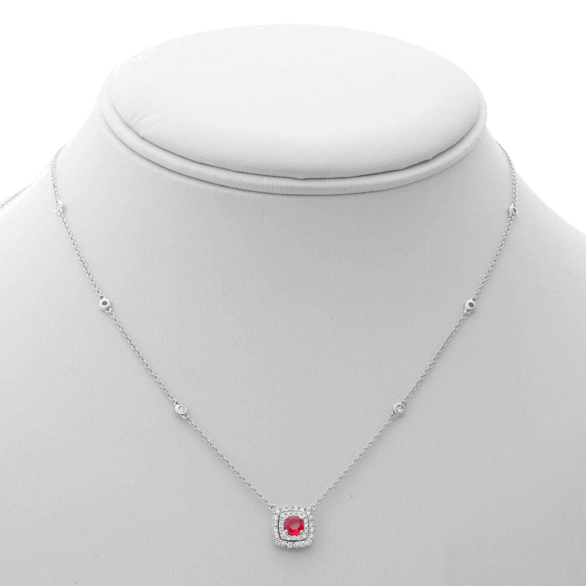 14k White Gold Ruby Necklace (UN1827-4)