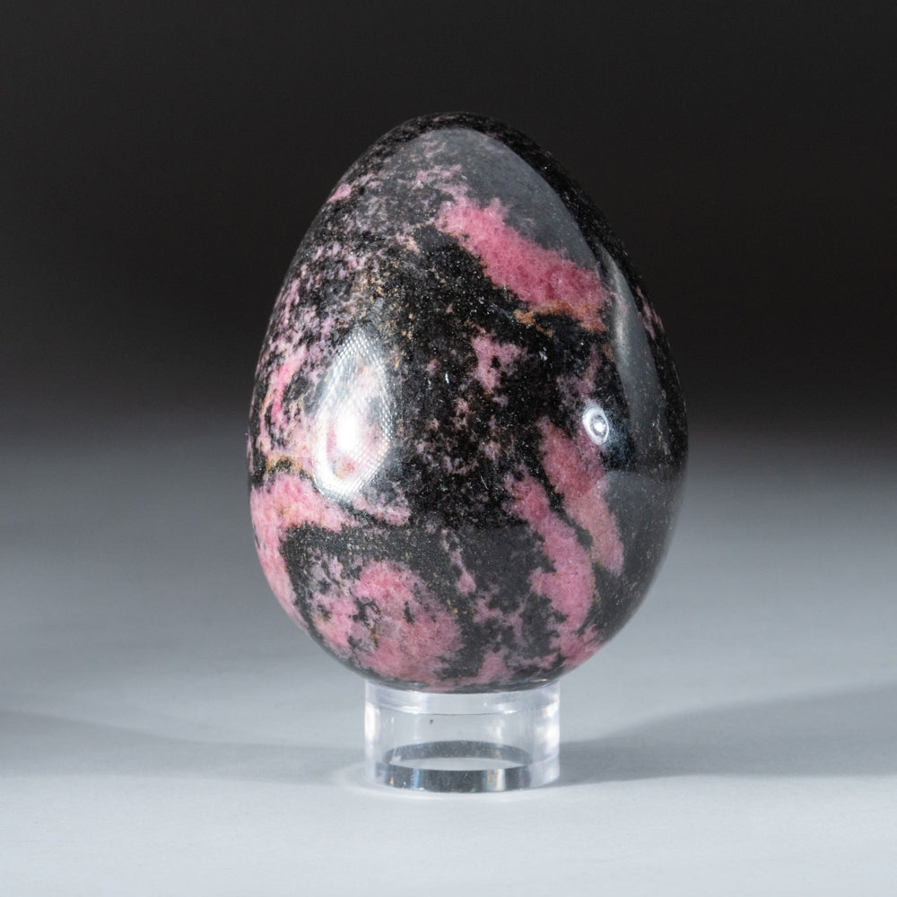 Polished Imperial Rhodonite Egg from Madagascar (456 grams)