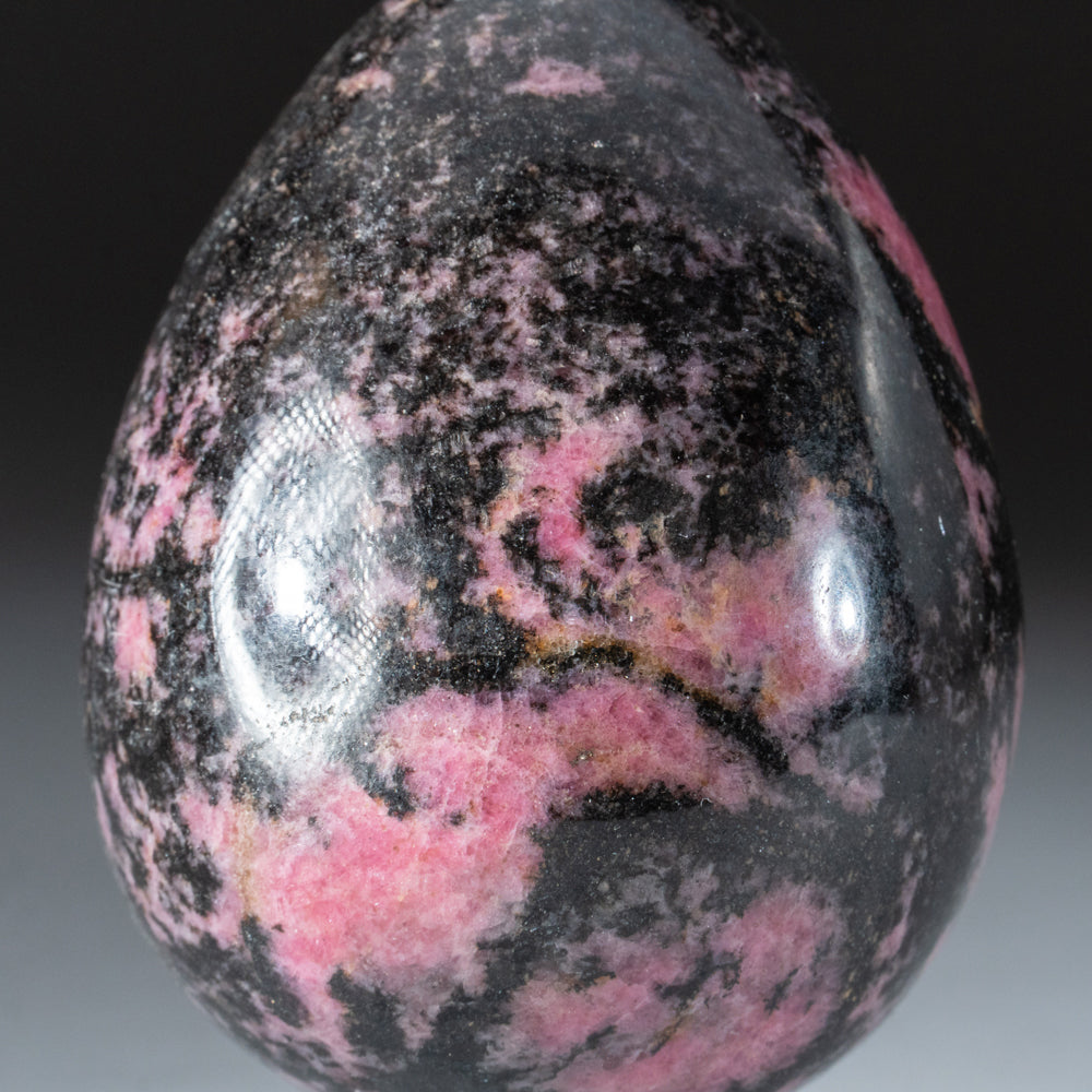 Polished Imperial Rhodonite Egg from Madagascar (456 grams)